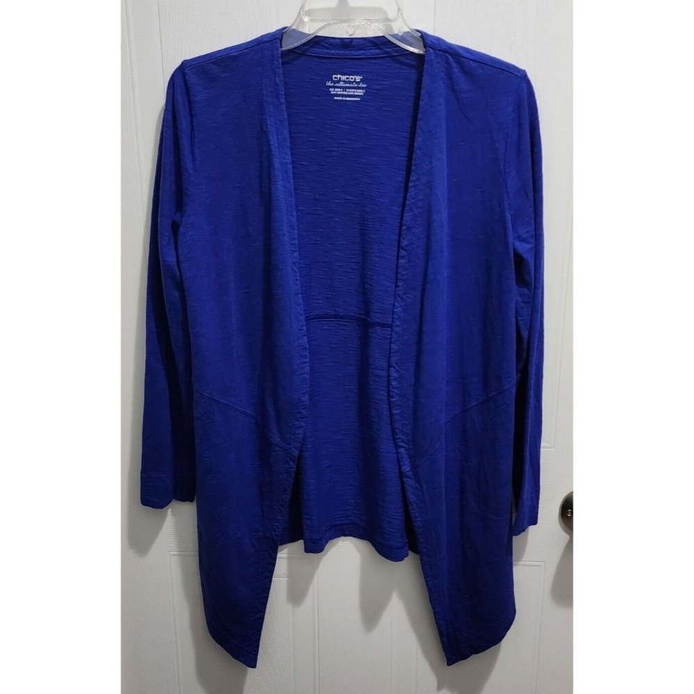 Chicos Women's Open Front Caedigan The Ultimate Tee Cotton/Modal Blue Size 0 (S)